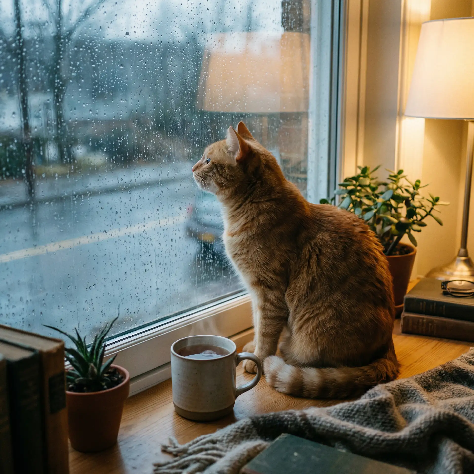 猫咪望着窗外的雨 - 女人张腿让男人桶免费